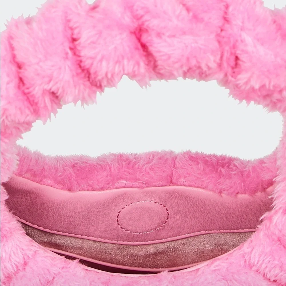 JW PEI Gabbi Terry Ruched Pink Faux Fur Fuzzy Hobo Handbag Revolve